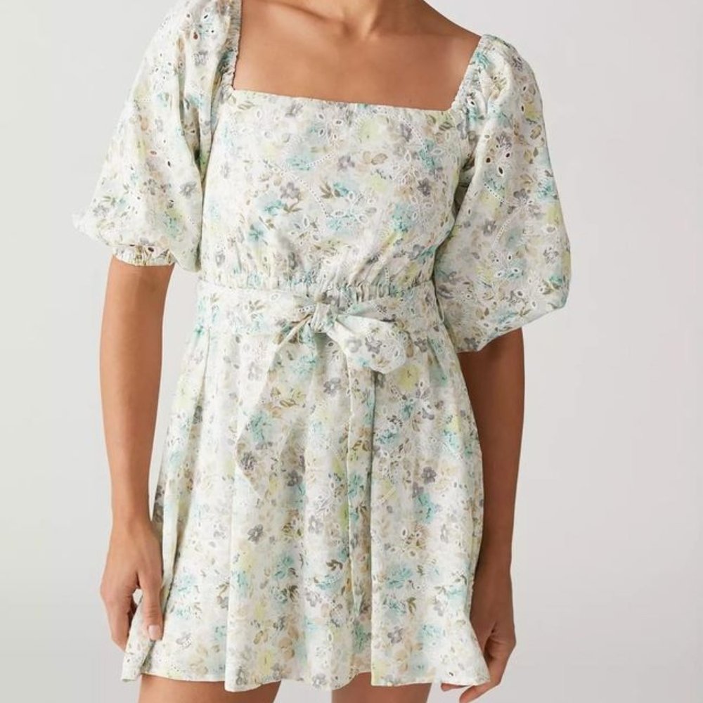 Urban Outfitters MINKPINK eyelet floral mini dress, Green (XS)